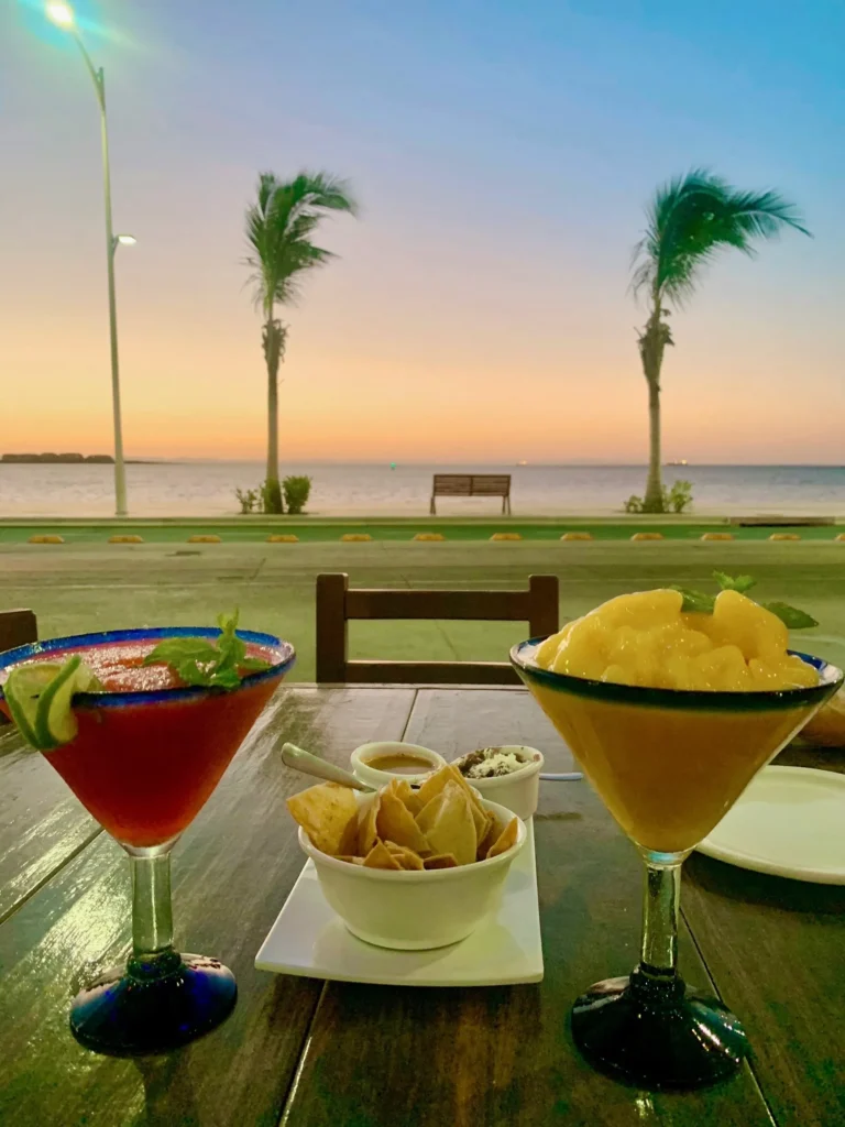 Sunset cocktails on the Malecon in La Paz during Mexican holiday celebrations