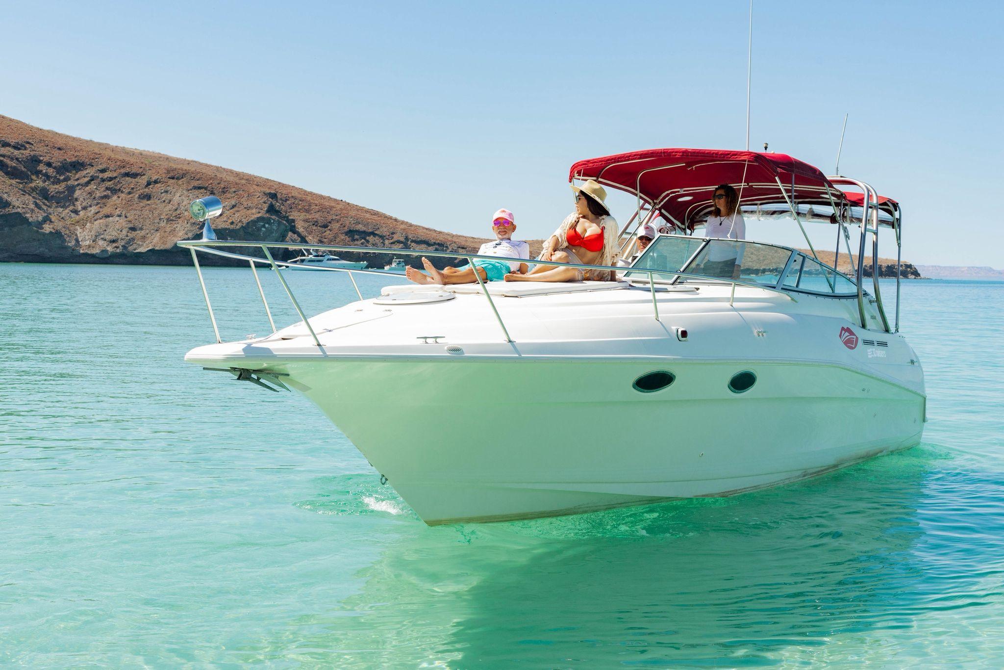 Affordable luxury yacht charter in La Paz Mexico cruising turquoise waters near Balandra Beach